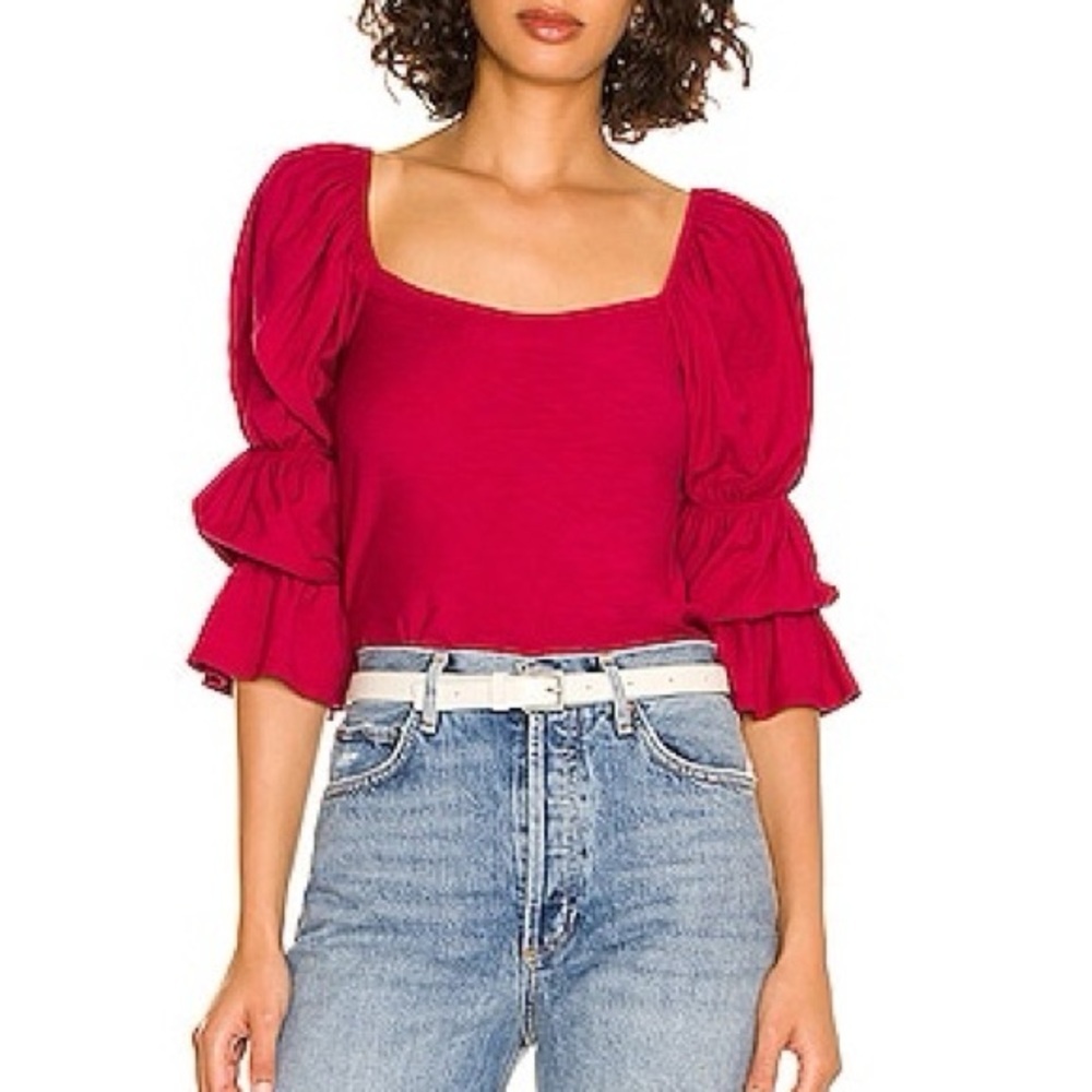 NATION LTD Hillary Romance Tee in Heartbreaker in Heartbreaker Red Pink Sz XS